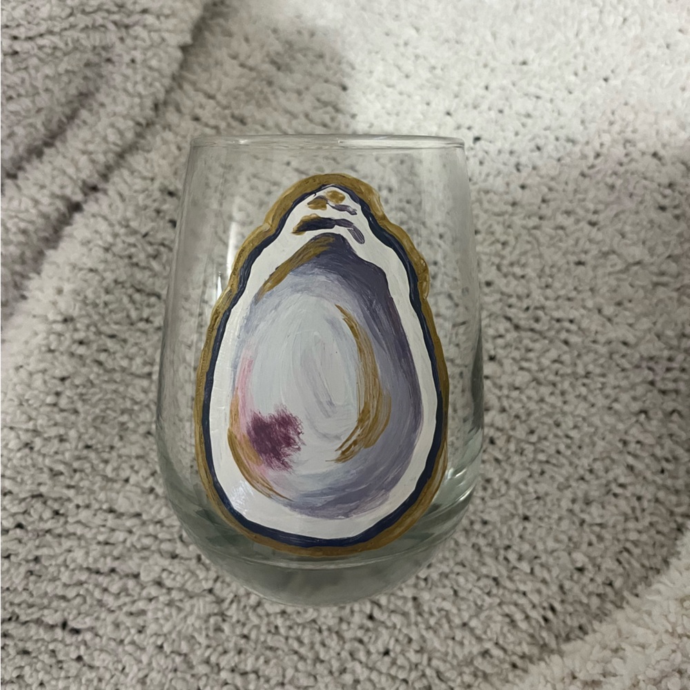 Hand Painted Oyster Wine Glass